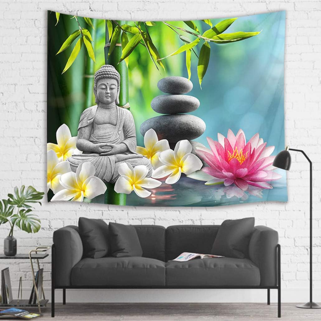 LB Zen Tapestry Buddha Wall Hanging Tapestry Pink Lotus,White Orchid