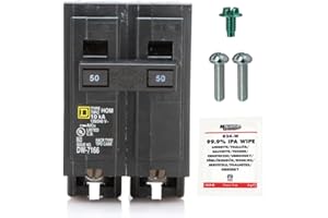 FalconSupply Genuine Square D HOM250 Circuit Breaker Kit Bundle (1 Pack), 50 Amp (50A) Double Pole, 120/240V, 10kAIC, UL Listed, Plug-On for Homeline Load Centers & Panel Box, New Replacement