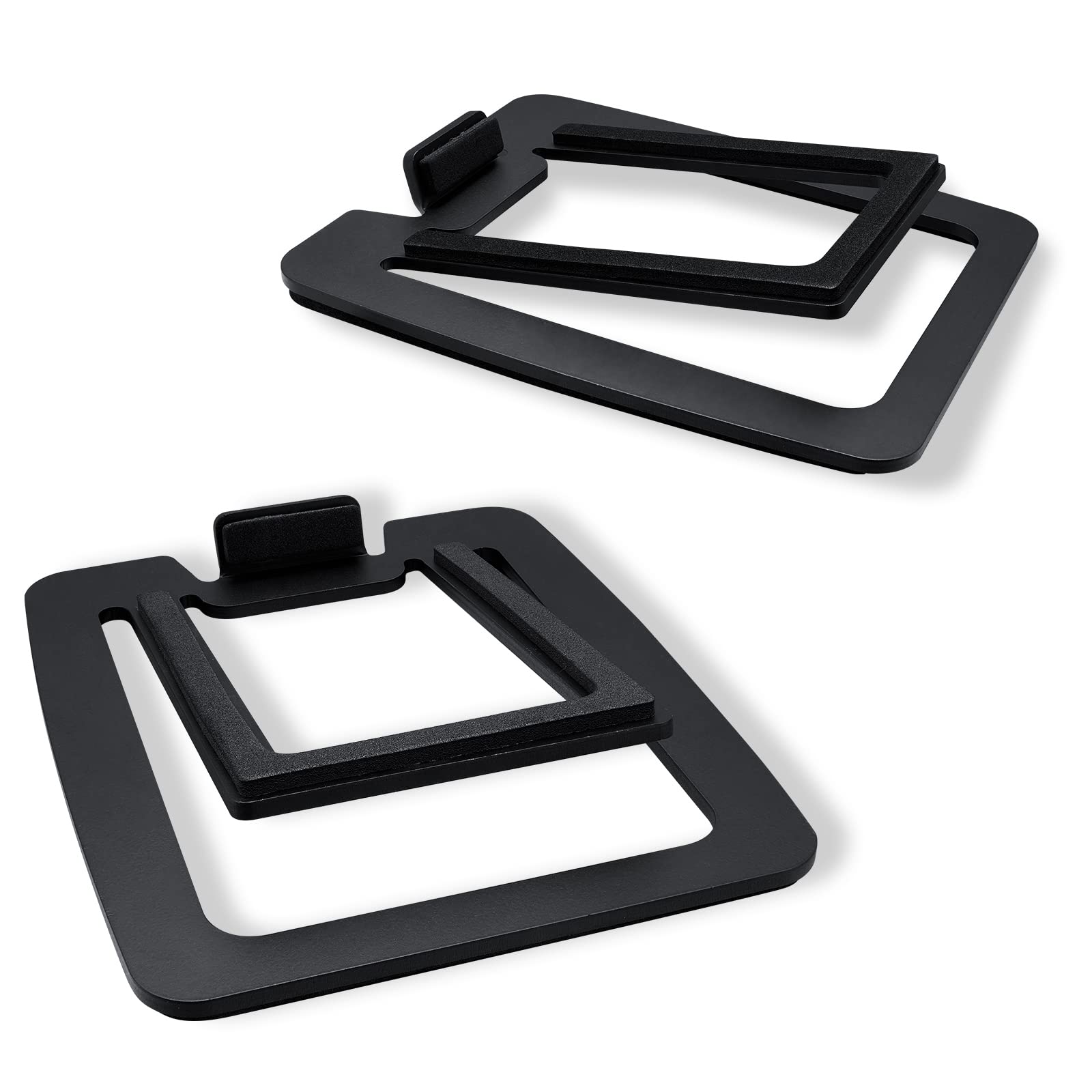 Photo 1 of Sanyun SW601 15° Tilted Desk Speaker Stands for Compact 2''-3'' Computer PC Bookshelf Monitor Speakers, Steel Metal Base & Damping Foam Padding (Pair, Black)