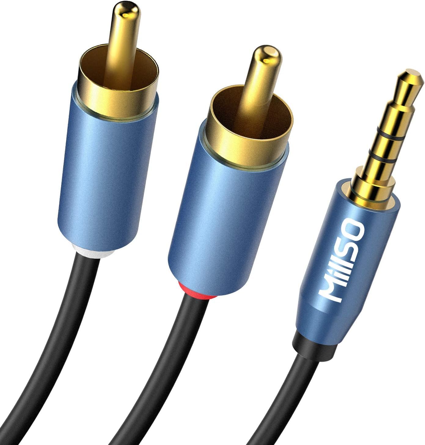 MillSO RCA to 3.5mm Audio Cable, 16ft 5M 2 RCA Male to Aux Phono Headphone Jack Y Splitter Lead Compatible for Smartphone, Tablet, MP3 to TV Speakers, Sound System, Amplifier or Other RCA Devices