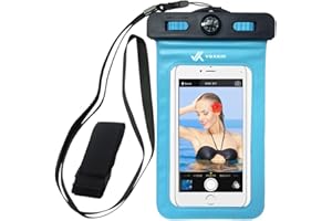 VOXKIN [ PREMIUM QUALITY ] Universal Waterproof Phone Holder with ARM BAND, COMPASS & LANYARD - Best Floating Waterproof Phone Case For iPhone 14 Pro Max/ 13 Pro Max/ 12 Pro Max/ 11/ S22 - Dry Waterproof Bag