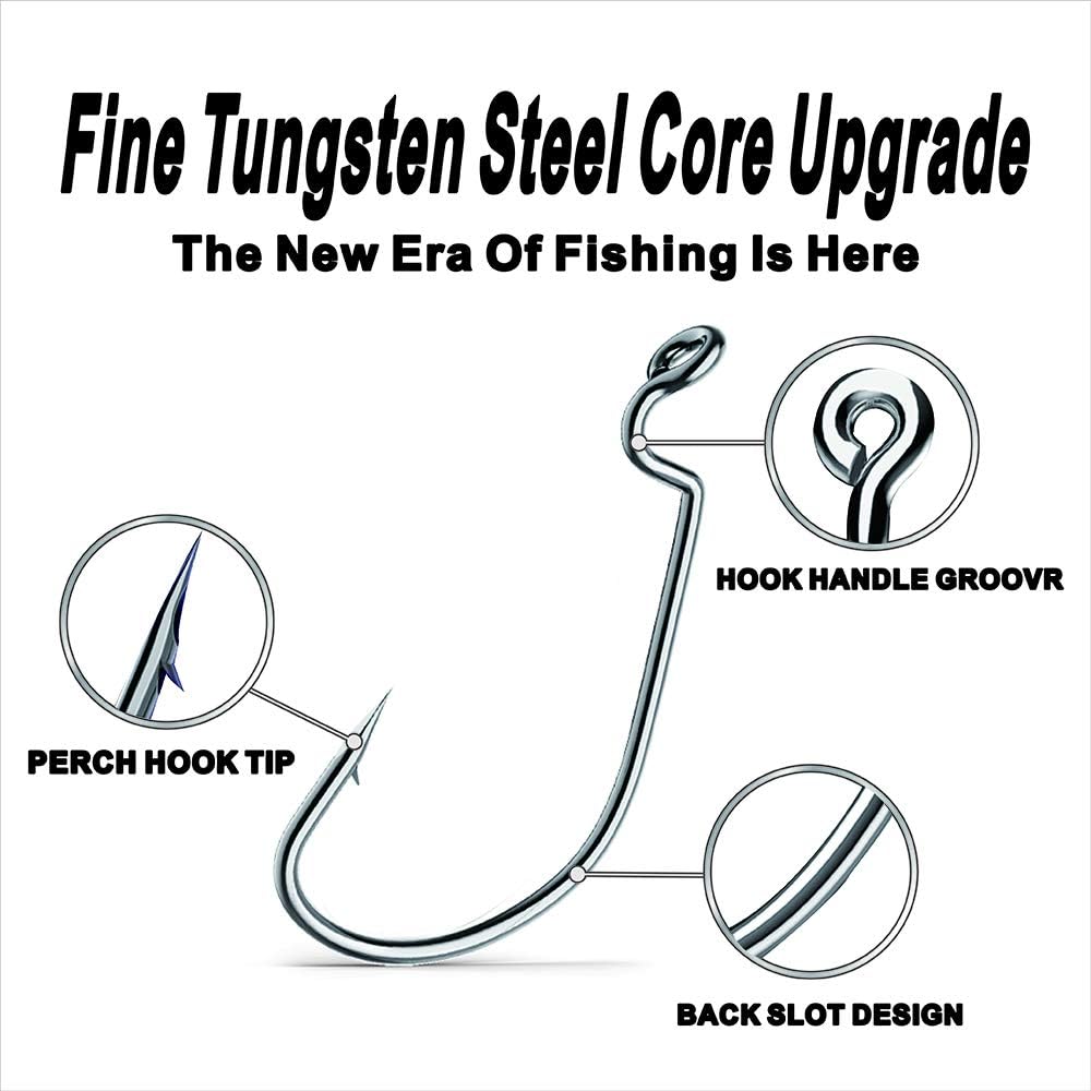 GOTRAYS 50pcs Fishing Hooks High Carbon Steel with Plastic Box, Wide Gap Bait Jig, Fishing Hooks for Bass Trout Saltwater Freshwater, Size:#2#1 1/0 2/0 3/0 : Sports & Outdoors