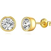 KECHO 14k Gold Stud Earrings, 0.6-2ct Moissanite Stud Earrings, Gold Stud Earrings Jewelry Gifts for Women Men