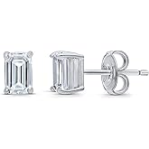 BERRICLE Sterling Silver Gold Flashed CZ Solitaire Small Stud Earrings for Women Men, Simulated Diamond Cubic Zirconia Earrings, Heart/Round/Princess Cuts, Blue/Green/Pink/Purple