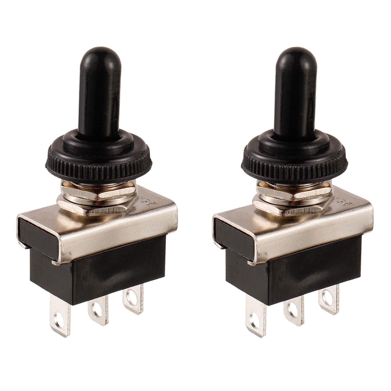 BOJACK KN3(D)-103 Toggle Switch SPDT ON-OFF-ON 3 Terminal pin 12 VDC 25 A with Waterproof Cap(Pack of 2 Pcs)