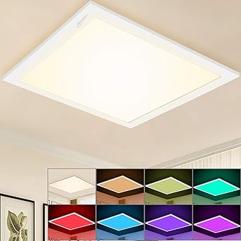 lampara de techo led regulable rgb 30x30cm luz de techo panel de cuadrada con 8 de color y blanco calido de 3000k para iluminacion de decoracion de