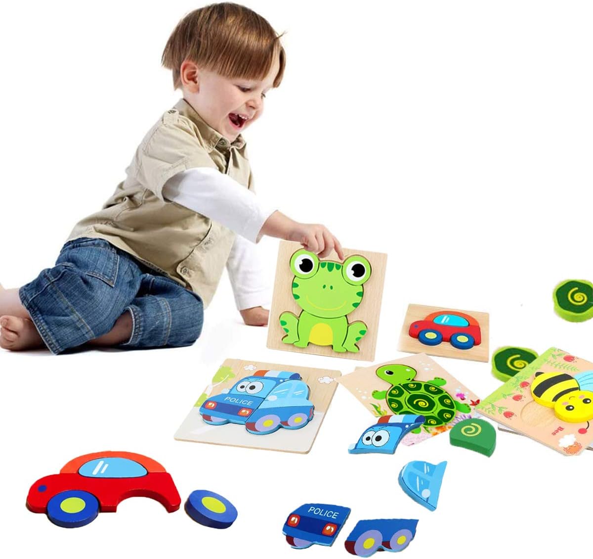 Jigsaw Vehicle and Animals Shape Learning Puzzles, Toddler