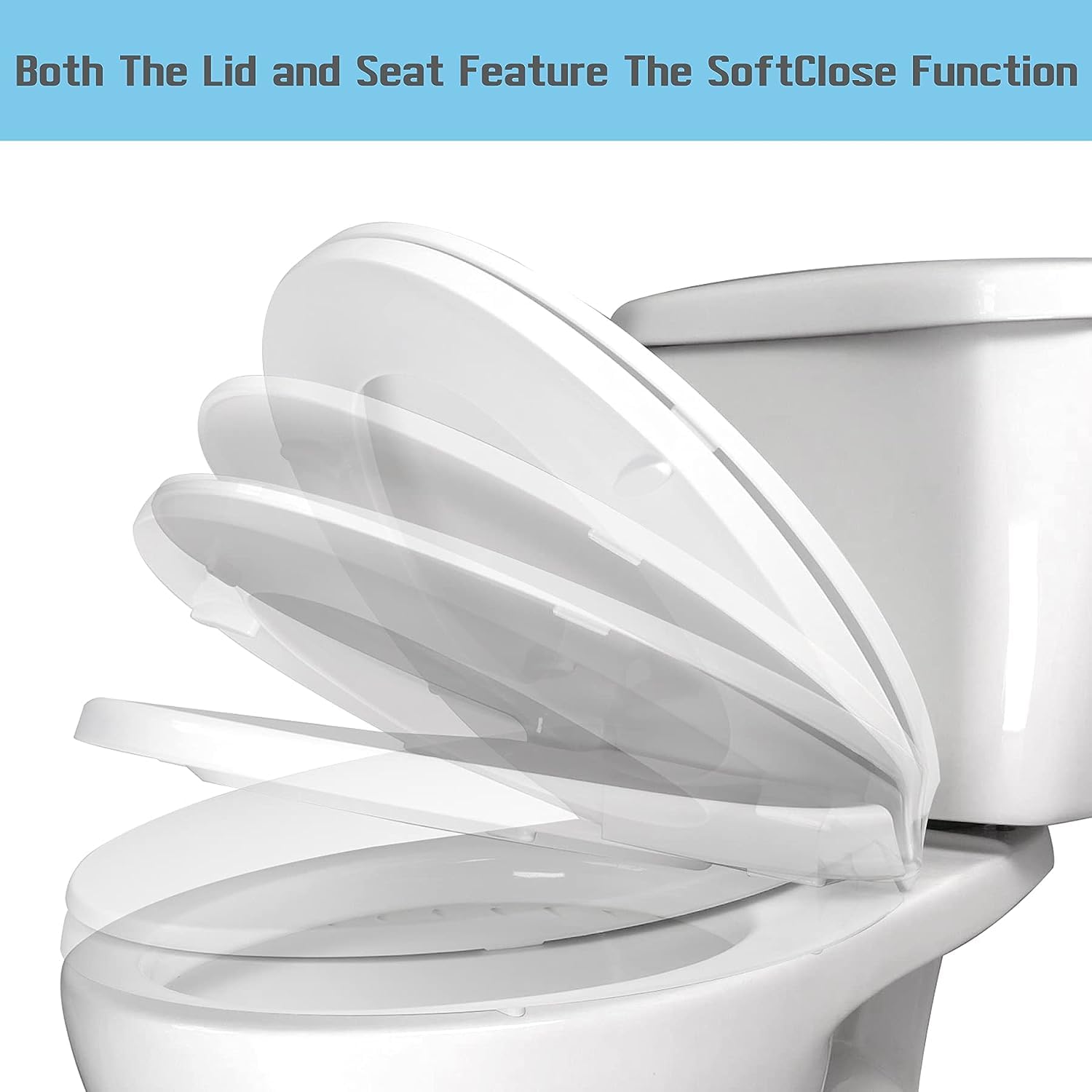 SS114 Toilet Seat Replacement Compatible with TOTO, Elongated Soft Close Toilet Seat for SS113/SS154/SS204/SS214/SS224, Transitional Slow-close & Heavy Duty, with 2-Pack Toilet Bolts and Nuts, White