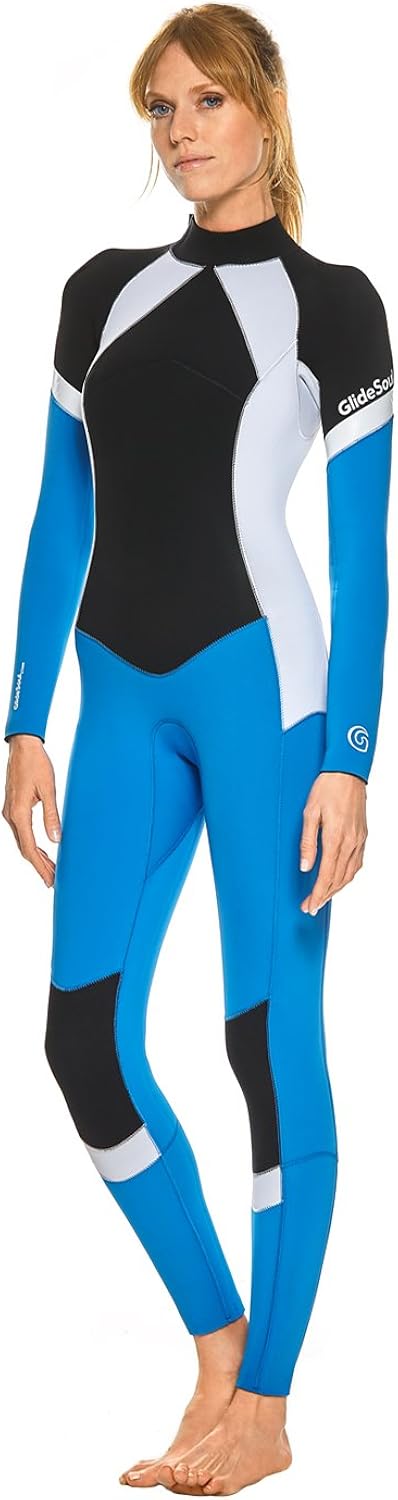 GlideSoul Back Zip Full Wetsuit - Black/Blue/White, Medium - Image 4