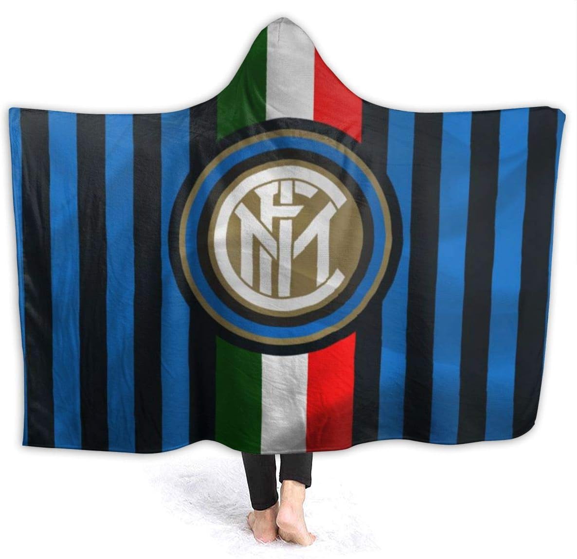 Ghjkgh53 Flannel Fleece Throw Blanket, In-ter-Milan Hooded Blanket, Made Of Anti-pilling Fannel, Hooded Blanket For Children, Adults. Hooded Blanket Is Soft And Durable.