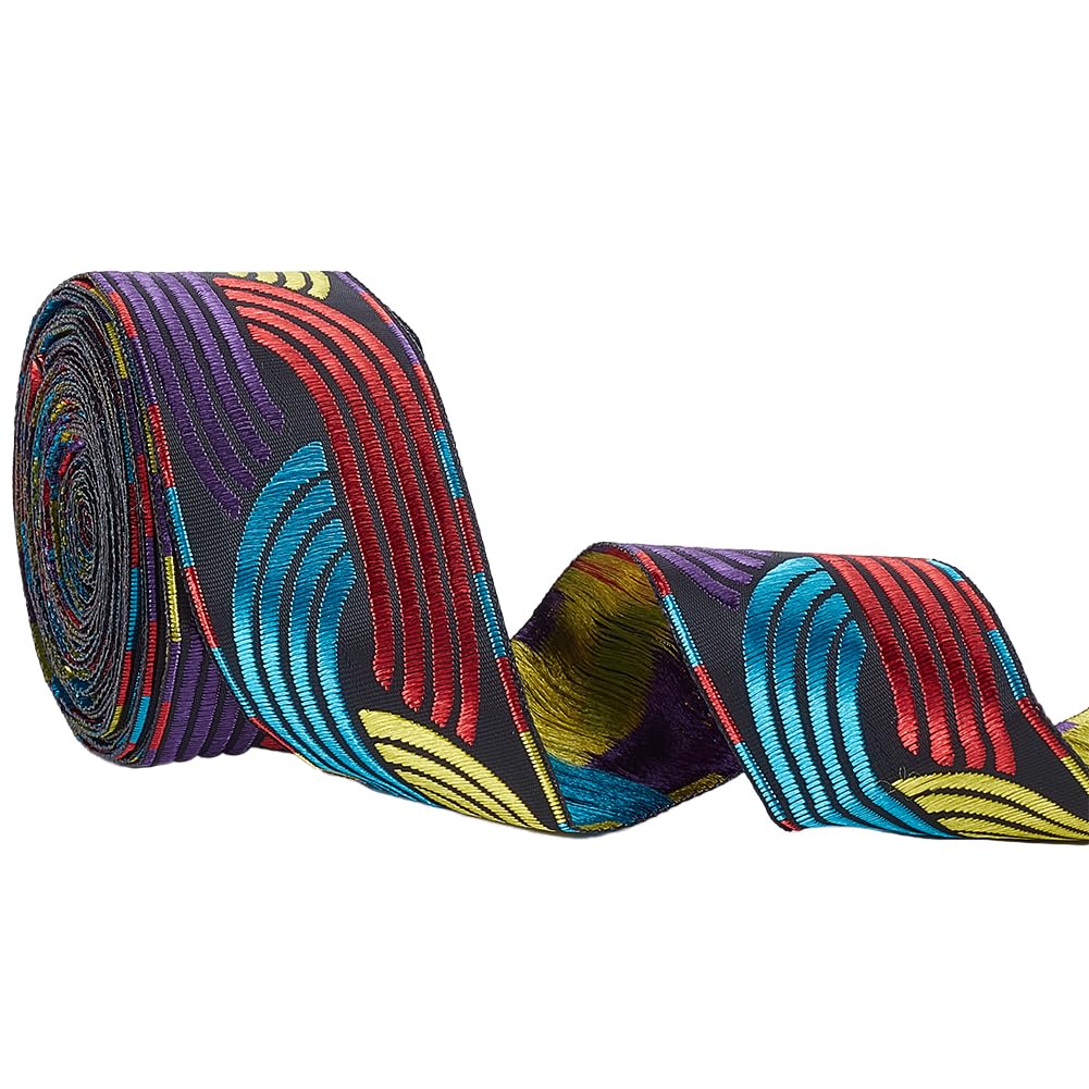 GORGECRAFT 7m Embroidered Jacquard Ribbon Trim 40mm Ethnic Vintage Braided Pattern Fabric for Diy Sewing Accessories Gift Wrapping Handmade Bag Making Embellishment Craft Clothes Pillow Straps