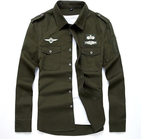 Amazon 輝姫 ブラウス メンズ 長袖 シャツ ミリタリー 系 エンブレム 軍服 襟付き 秋春 ファッション 通学 通勤 シャツ 通販 Amazon 輝姫 ブラウス メンズ 長袖 シャツ ミリタリー 系 エンブレム 軍服 襟付き 秋春 ファッション 通学 通勤 シャツ 通販