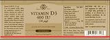 Solgar Vitamin D3 400 IU Softgels 100 count Cholecalciferol Vegetarian view 2