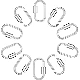 Alrhso 10Pcs Silver Carabiner Clasp Screw Lock Keychain Ring Locking Carabiner Jewelry Clasp Bracelet Necklace Threaded Carabiners Safety Clasps Key Ring for Keychains
