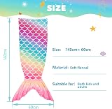 WERNNSAI Mermaid Tail Blanket Plush Rainbow 140cm x 60cm Kids Teens view 5