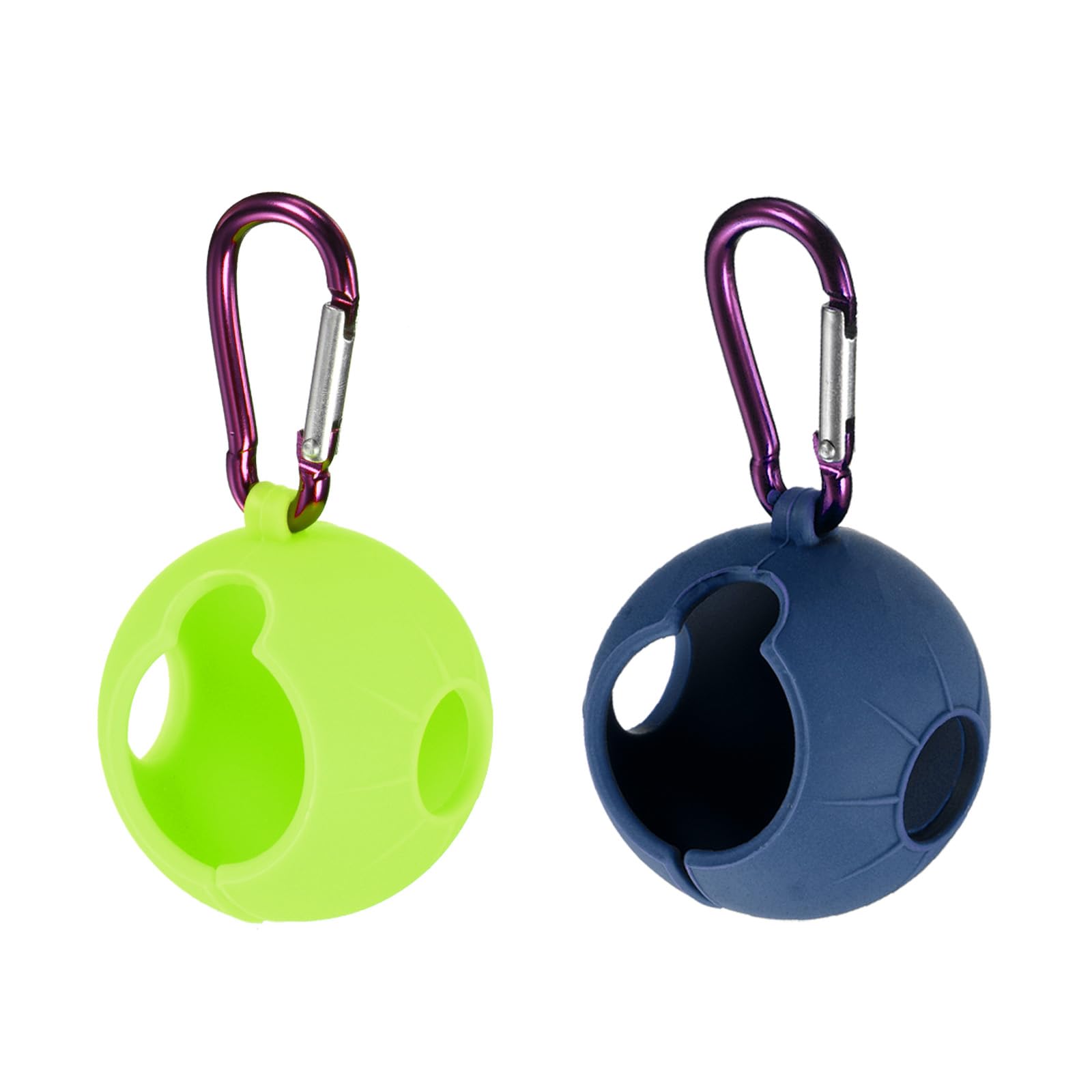 PATIKIL Golf Ball Holder, 2 Pack Silicone Balls Carrier Protective Portable Sleeve with Buckle for Golf Bag Belt, Green, Blue