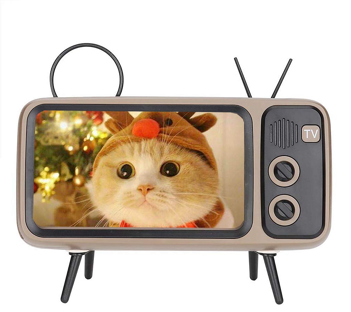 Mobile Phone Stand, Turn Your Phone into a Retro TV, Retro TV-Shaped Bluetooth Speaker, Retro TV-Shaped Bluetooth Speaker with Stand for Under 6 inch Mobile Phones