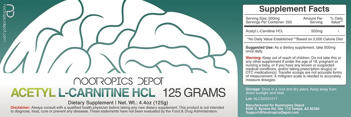 Mua Nootropics Depot Acetyl L-Carnitine Powder | HCL Form | 125 Grams | ALCAR | Amino Acid Supplement | Energy Supplement | Supports Mitochondrial Function, Weight Loss, and Healthy Aging trên Amazon Mỹ chính hãng 2026