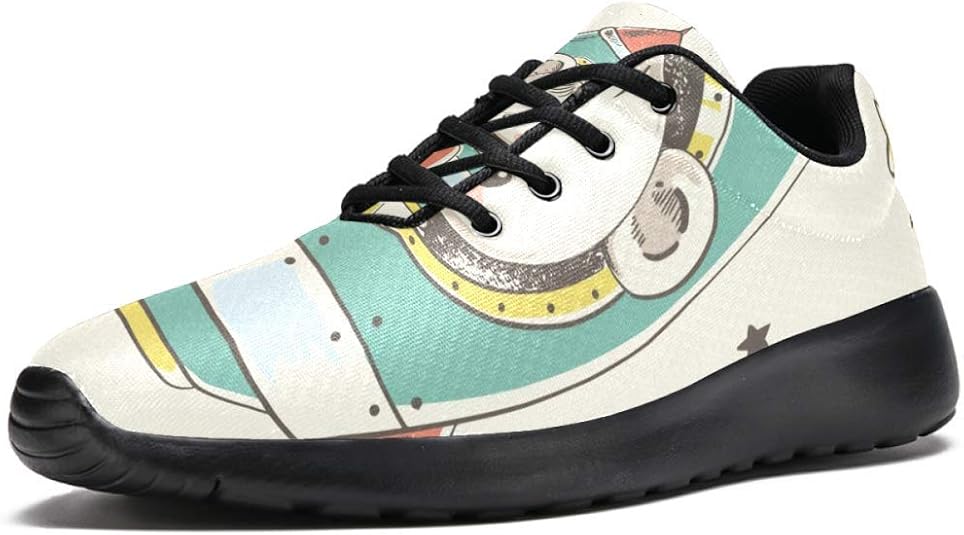 Cute Bear Flying Rocket Men’s Running Shoes