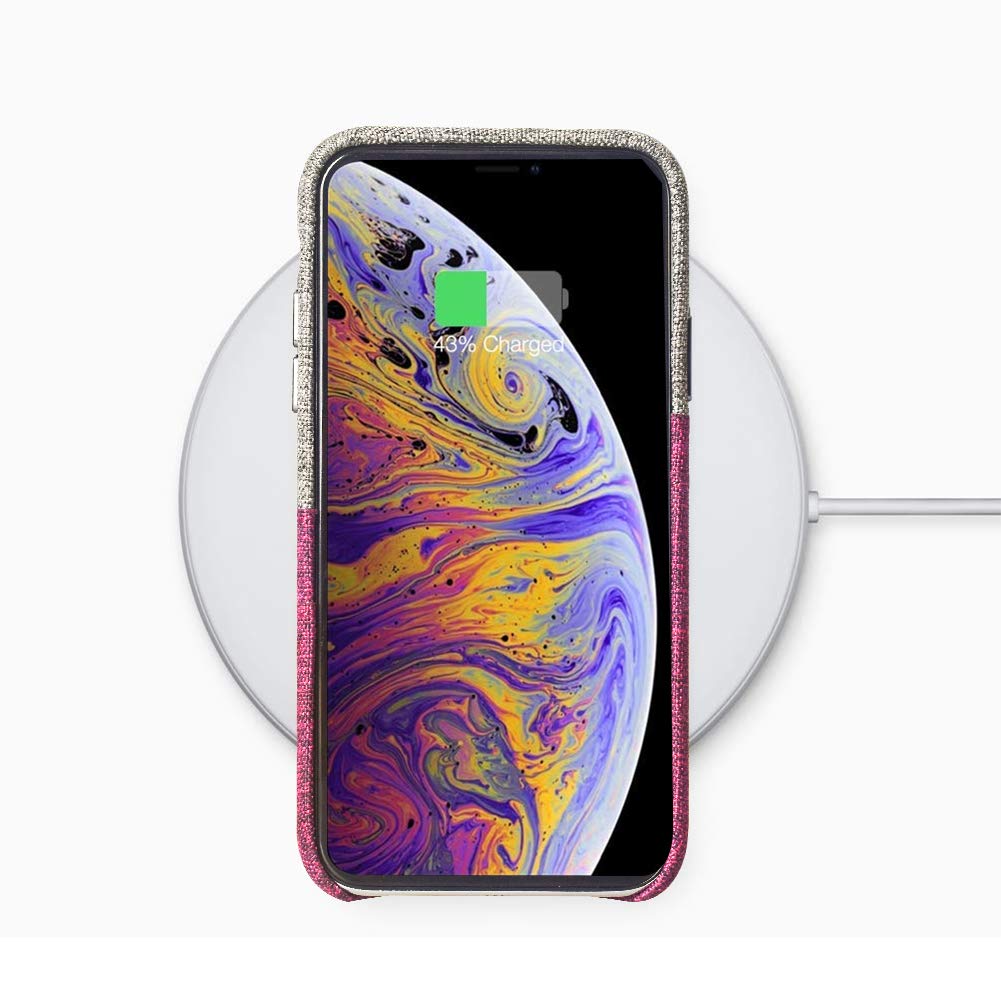 PARFASE iPhone Xs Max Wallet Case, iPhone Xs Max Case Soft Cloth Fabric Case with 2 ID Credit Card Holder Slots for Apple iPhone Xs Max 6.5 inch (Gray/Rufous)