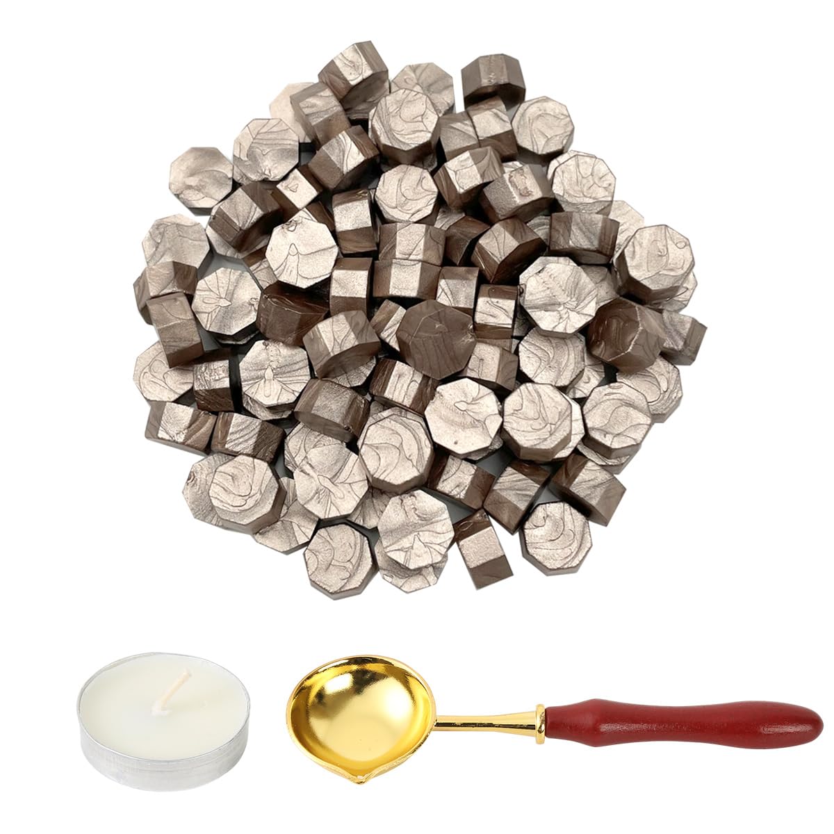 LICQIC Wax Stamp Kit, 100 Pcs Wax Seal Beads with 1 Tea Candles and 1 Melting Spoon, for Invitations, Cards, Envelopes, Wine Packages, Gift Wrapping — image 1