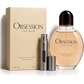 Obsession Cologne for Men Eau de Toilette Spray 4.2 oz Bundle | Includes Atomizer, Bundle Set, Men's Fragrance