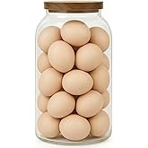 Bekith 1 Gallon Glass Jar with Wooden Airtight Lid, Large Food Storage Container/Canisters for Serving Tea, Coffee, Honey, Spice, Cereal, Egg, Kitchen Canister, Clear