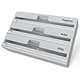 SpaceAid WrapNeat 3 in 1 Wrap Organizer with Cutter and Labels, Plastic Wrap, Aluminum Foil and Wax Bamboo Dispenser for Kitchen Storage Organization Holder for 12" Roll (Gray)