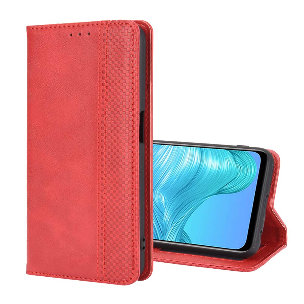 EasyShow Case for OnePlus Nord CE 3 Lite Case, for OnePlus Nord CE 3 Lite Retro Style Wallet Magnetic Cover, Case Wallet PU Leather Phone Compatible with OnePlus Nord CE 3 Lite-Red