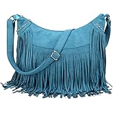 Fringe Hobo Bags for Women Vintage Suede Crossbody Bag Hippie Western Cowgirl Purses Tassel Shoulder Bag