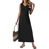 MISFAY Women Summer Maxi Dress 2026 Sundress Wrinkle-Free Casual Beach Long Dress Sleeveless Vacation Maxi Dress with Pockets