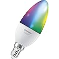 LEDVANCE Smart WiFi technology LED lamp socket: E14 dimmable adjustable white (2700 - 6500 K), RGB replaceable colours, replaces incandescent lamps with 40 W, multicolour SMART+ WiFi candle, single