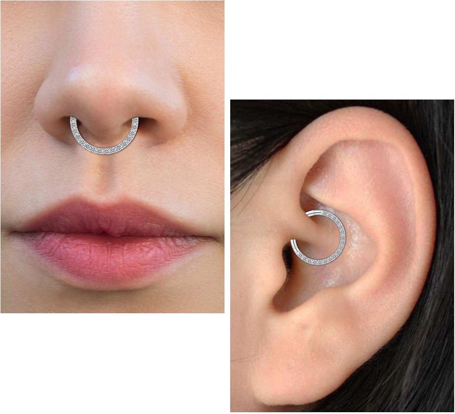 Mayhoop 16G Diamond Helix Hoop Ring, Surgical Stainless Steel Septum Clicker for Daith Tragus Piercing - Image 4