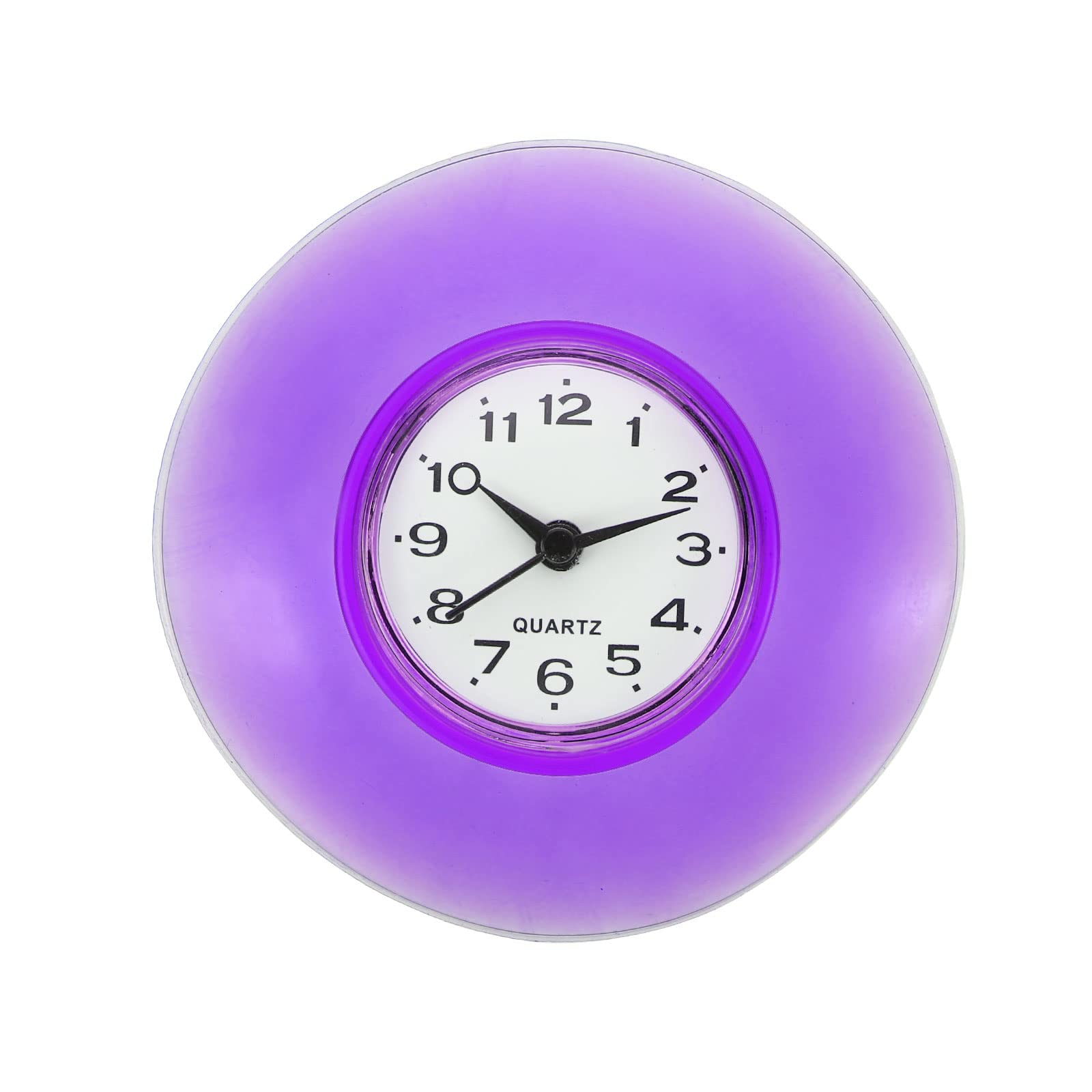 PATIKIL Wall Clock, Mini Cute Bathroom Kitchen Mirror Suction Wall Clock Waterproof Quartz Clocks for Shower Home Decoration, Purple