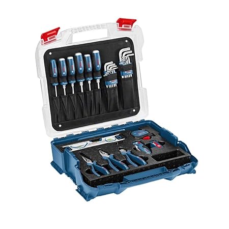Bosch Professional Profi Handwerker-Set (Schraubendreher, Zangen, Maßband, Wasserwaage, Klappmesser, weitere 19 Teile, in L-C