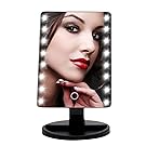 LED Lighted Makeup Mirror, KOZYHOUSE Cordless Vanity Set, Touchable Screen with Brightness Adjustable Vanity Makeup Mirror Lighted for Waxing, Flossing, Christmas Gift (Black, 1 Pack)