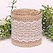 KINGLAKE 197 Inches Natural Burlap Craft Ribbon with Lace Trims for Rustic Wedding Craft Jute Hessian