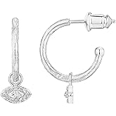 PAVOI 14K Gold Plated 925 Sterling Silver Post Huggie With Dangle | Butterfly, Evil Eye, Hamsa, Pearl Hoop Earring For Women | Trendy Dangle Hoop Earrings