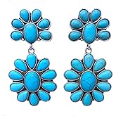 Emulily Western Squash Blossom Post Earrings Navajo (Turquoise)