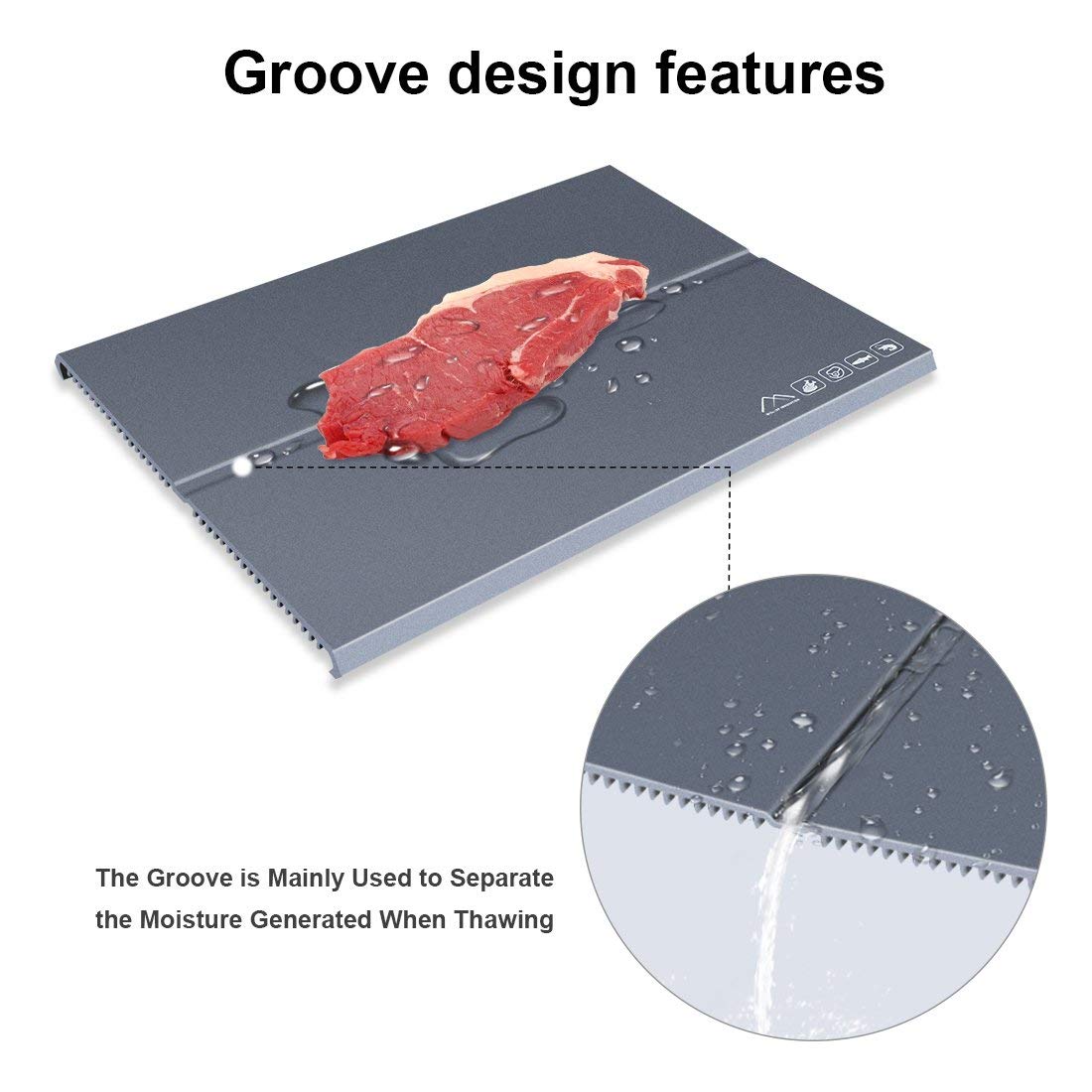 StarPlayer Defrosting Tray Rapid Thaw Plate Made of Premium HDF Aeronautical Aluminum Alloy for Thawing Frozen Meat or Food Faster Naturally