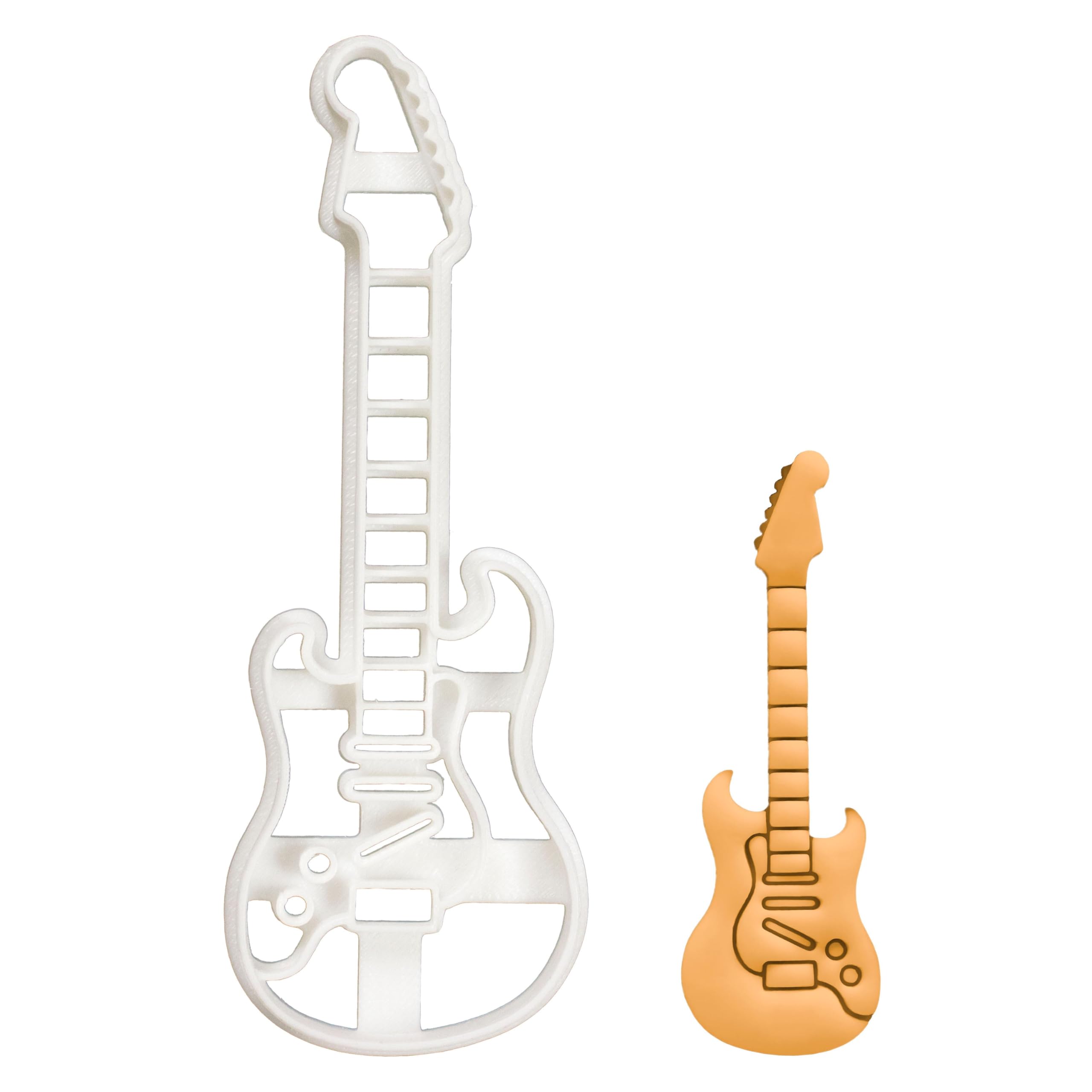 BAKERLOGY Electric Guitar Cookie Cutter - Detailed Biscuit Cutter Design for Baking and Crafts, Ideal on Fondant, Dough, Clay