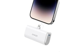 Anker Nano Portable Charger for iPhone, with Built-in MFi Certified Lightning Connector, Power Bank 5,000mAh 12W, Compatible with iPhone 14/13/12 Series (White)