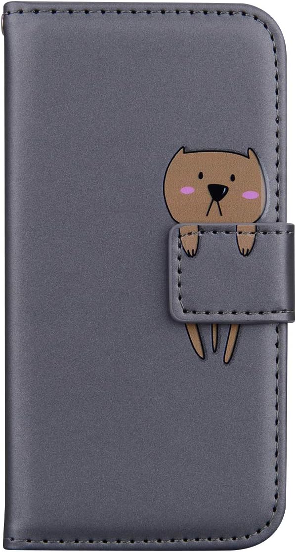 Fatcatparadise for iPhone 6S /6 Plus Case [With Tempered Glass Screen Protector], [Cartoon Animal] Anti Scratch Back Cover, Flip PU Leather Wallet for Apple iPhone 6S /6 Plus (5.5 Inches) (Gray)