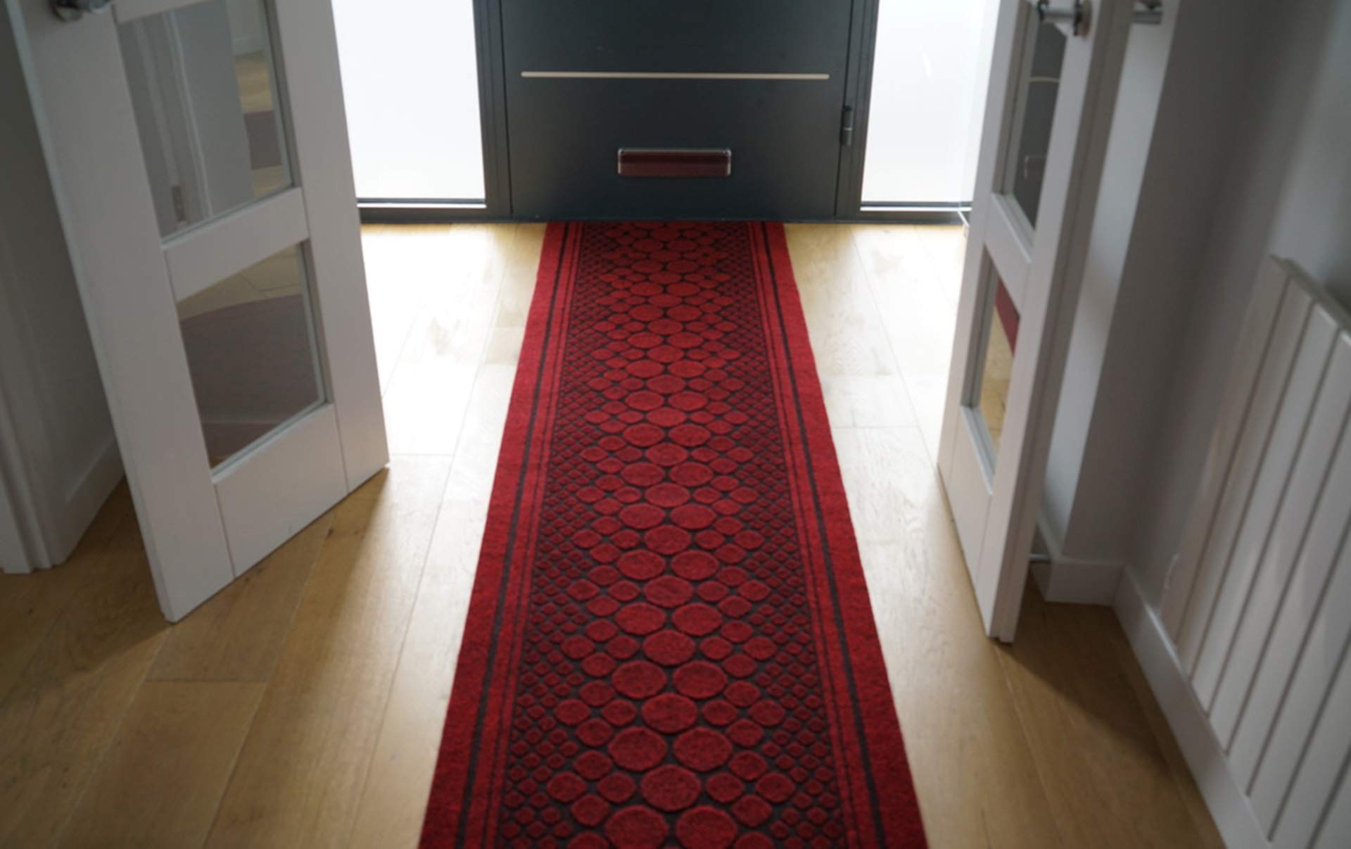 Serdim Rugs Cork Non Slip Hallway Runner - Stair Runner - Custom Long Length Hard Wearing Rubber Back Entrance Pebble Design Mats - Kitchen Runners, Red, Length:40ft(1219.2cm)