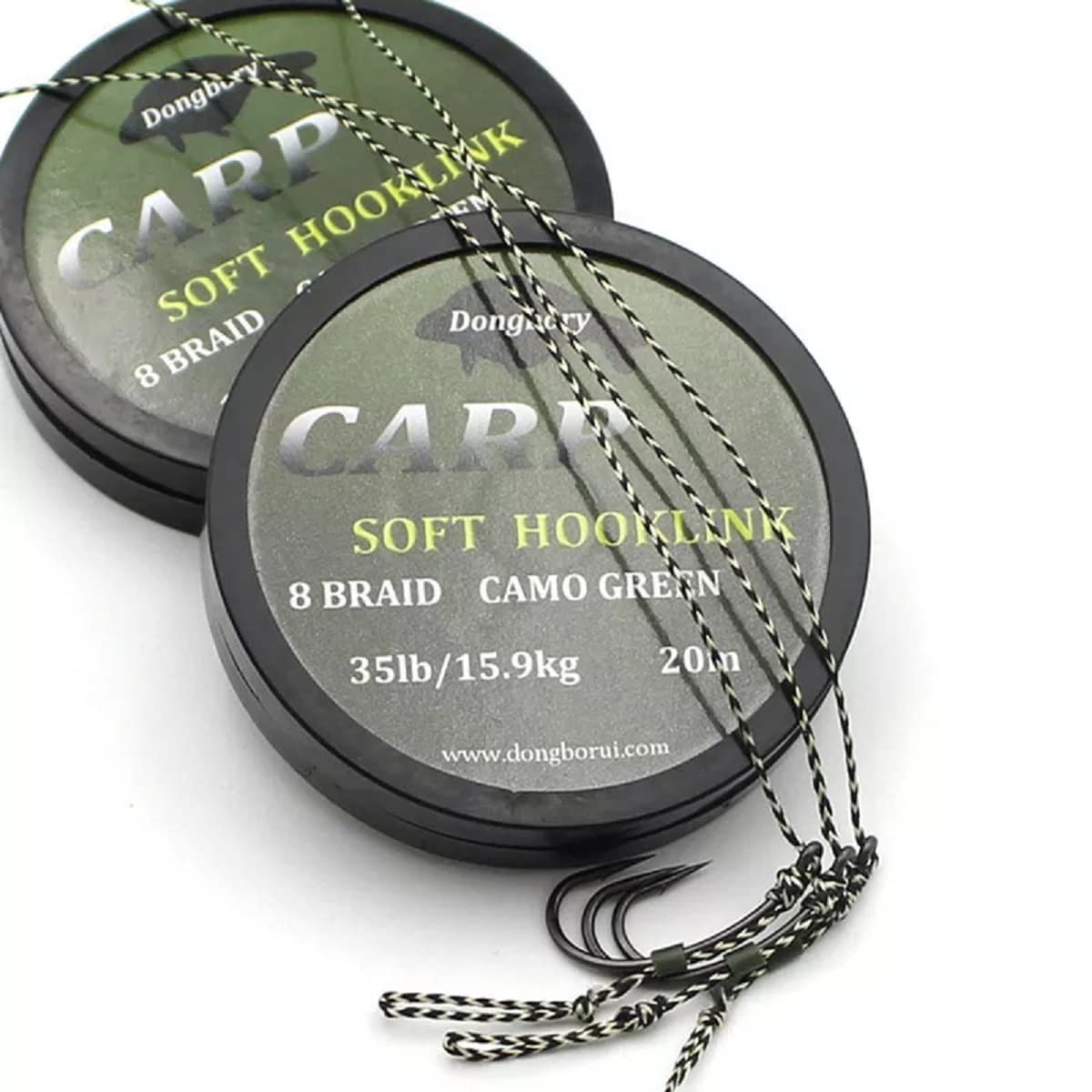 20m Spool Soft Hooklink Carp Fishing 8 Braid Line Camo Green Braided Fishing Camouflage Line for Hair Rigs (15lb /6.8kg)