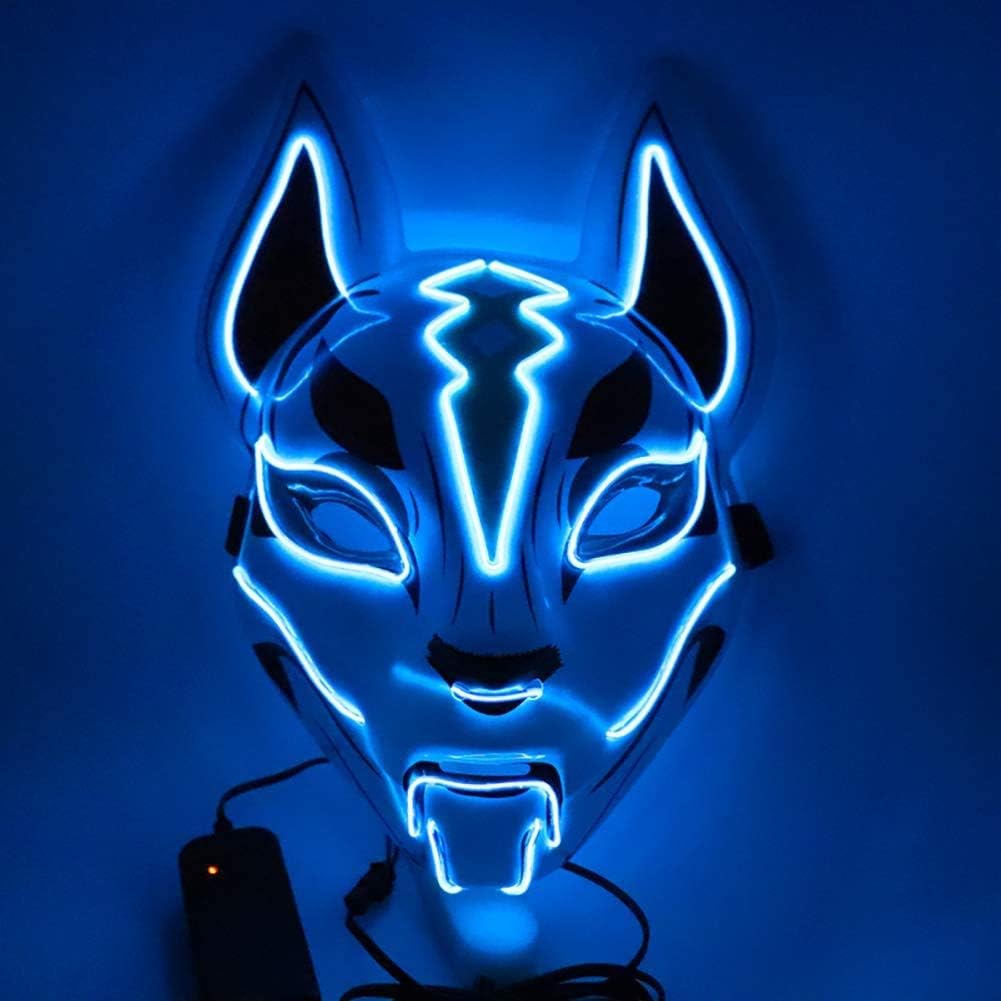 AISHFP LED Glowing Mask, Halloween Purge LED Fox Mask