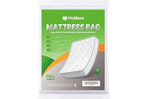 VICMORE Full Mattress Bag for Moving, Storage & Disposal – Clear Heavy-Duty 1.5 Mil Plastic Cover, Tear-Resistant & Dustproof, Recyclable (Fits Full/Double Beds)