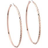 Guess Large Diamond Cut Hoop Earrings, Rose Goldtone