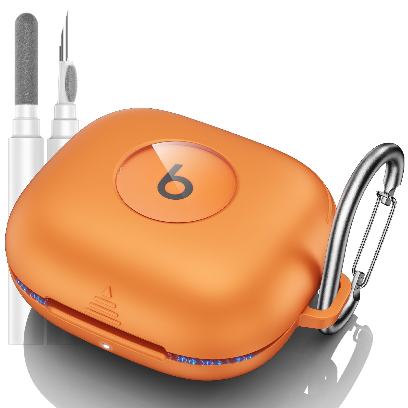 Photo 1 of LDSXAY for Beats Powerbeats Pro 2 Case Cover, Shockproof Magnetic Case for Powerbeats Pro 2 2025 Wireless Earbuds, Magnetic Lock Lid Protective Cover with Cleaner Kit & Carabiner (Orange)