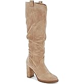 Juliet Holy Women's Knee High Boots Chunky Block Heel Wide Calf Round Toe Side Zipper Fashion Dress Boot